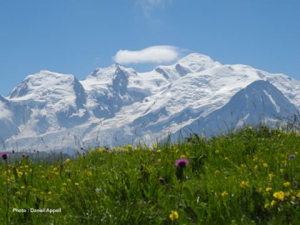 Panorama des faces nord du mont Blanc.